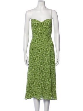 Reformation Green Floral Midi Dress